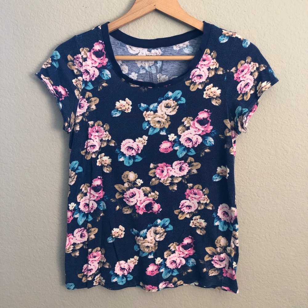 Navy blue floral shirt